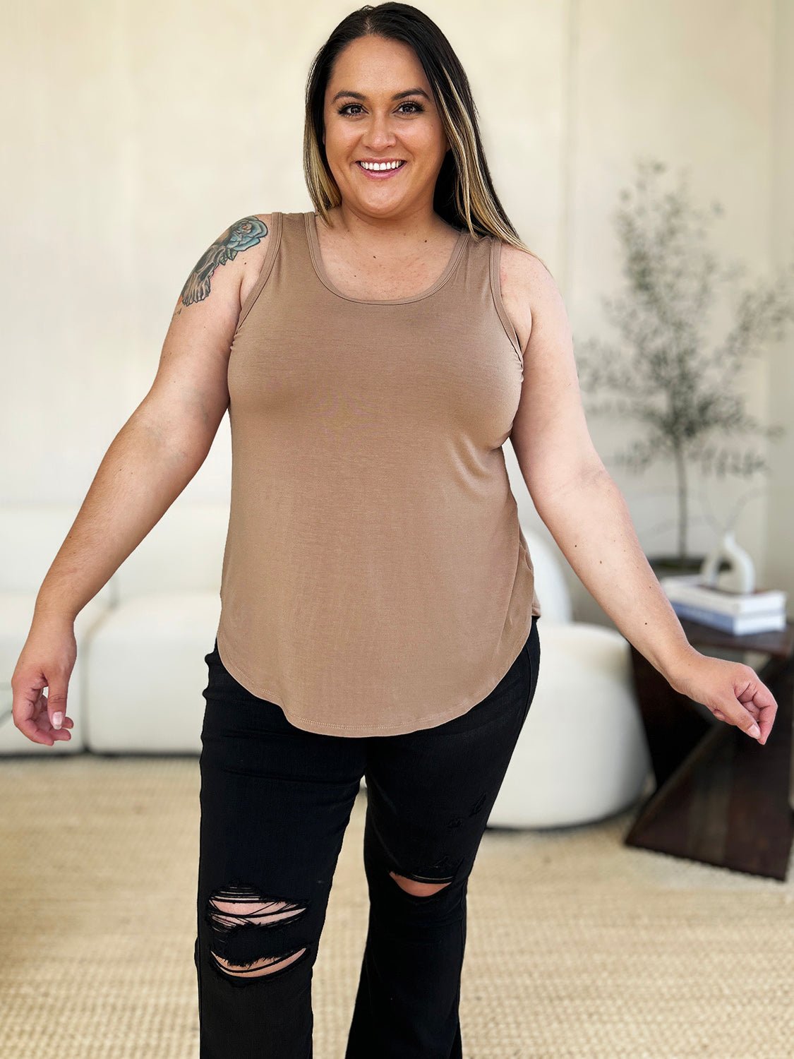 Basic Bae Full Size Round Neck Curved Hem Tank - Mavella BoutiqueWomen’s Daywear