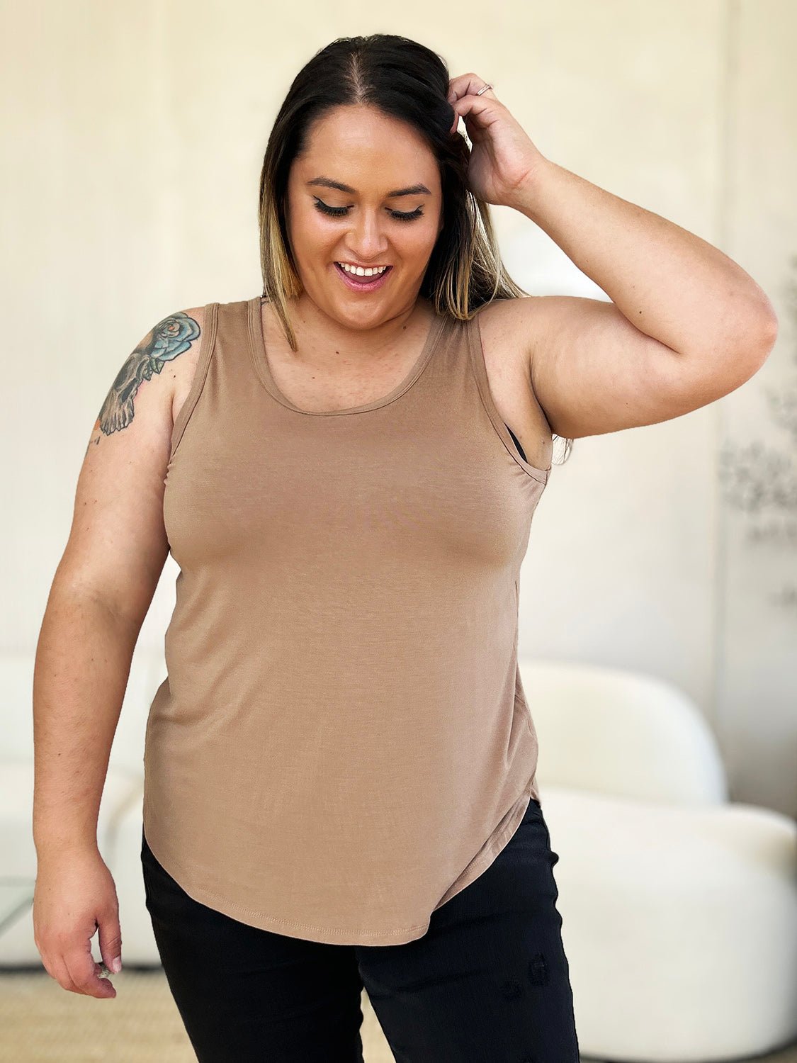 Basic Bae Full Size Round Neck Curved Hem Tank - Mavella BoutiqueWomen’s Daywear
