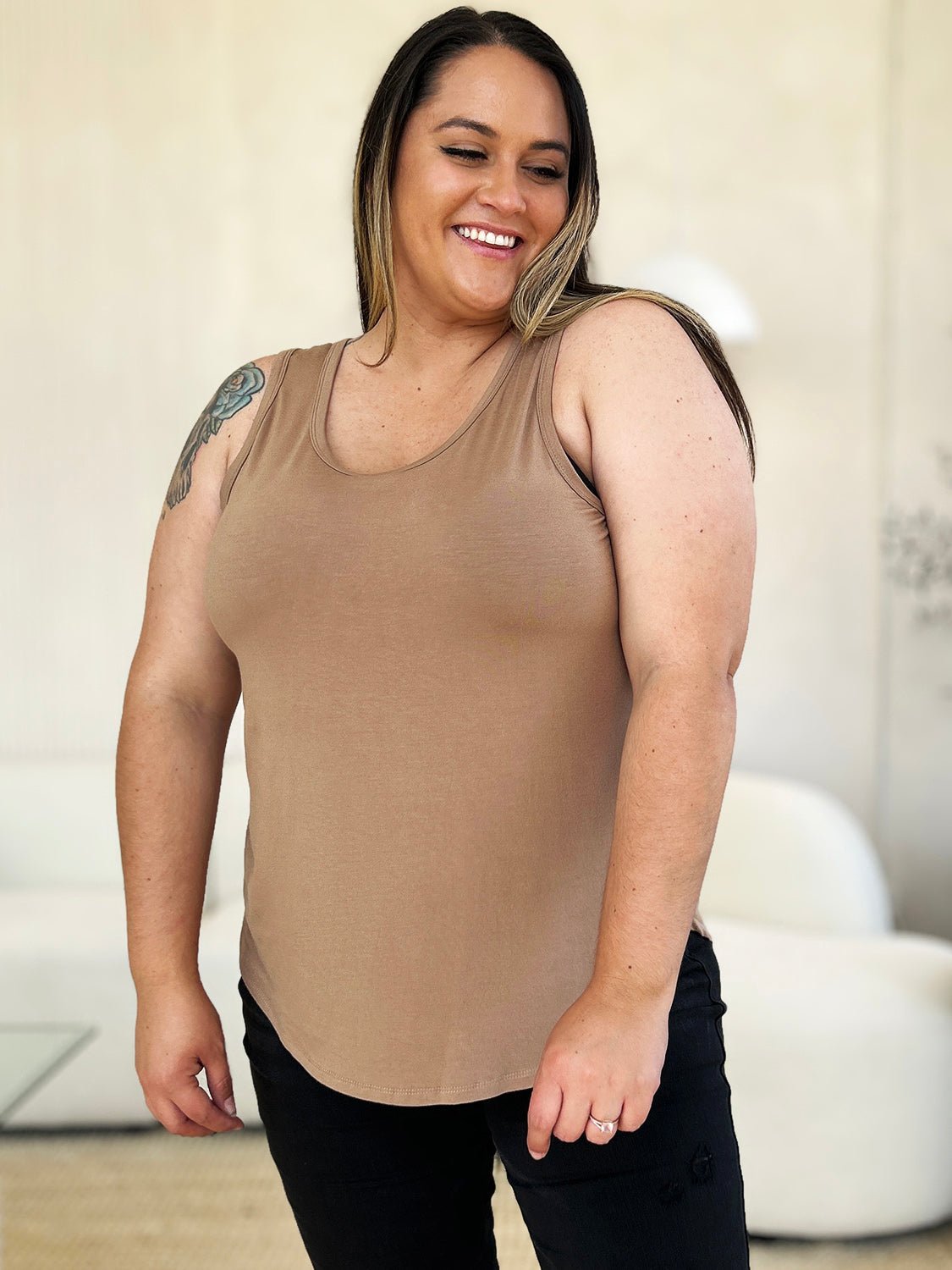 Basic Bae Full Size Round Neck Curved Hem Tank - Mavella BoutiqueWomen’s Daywear