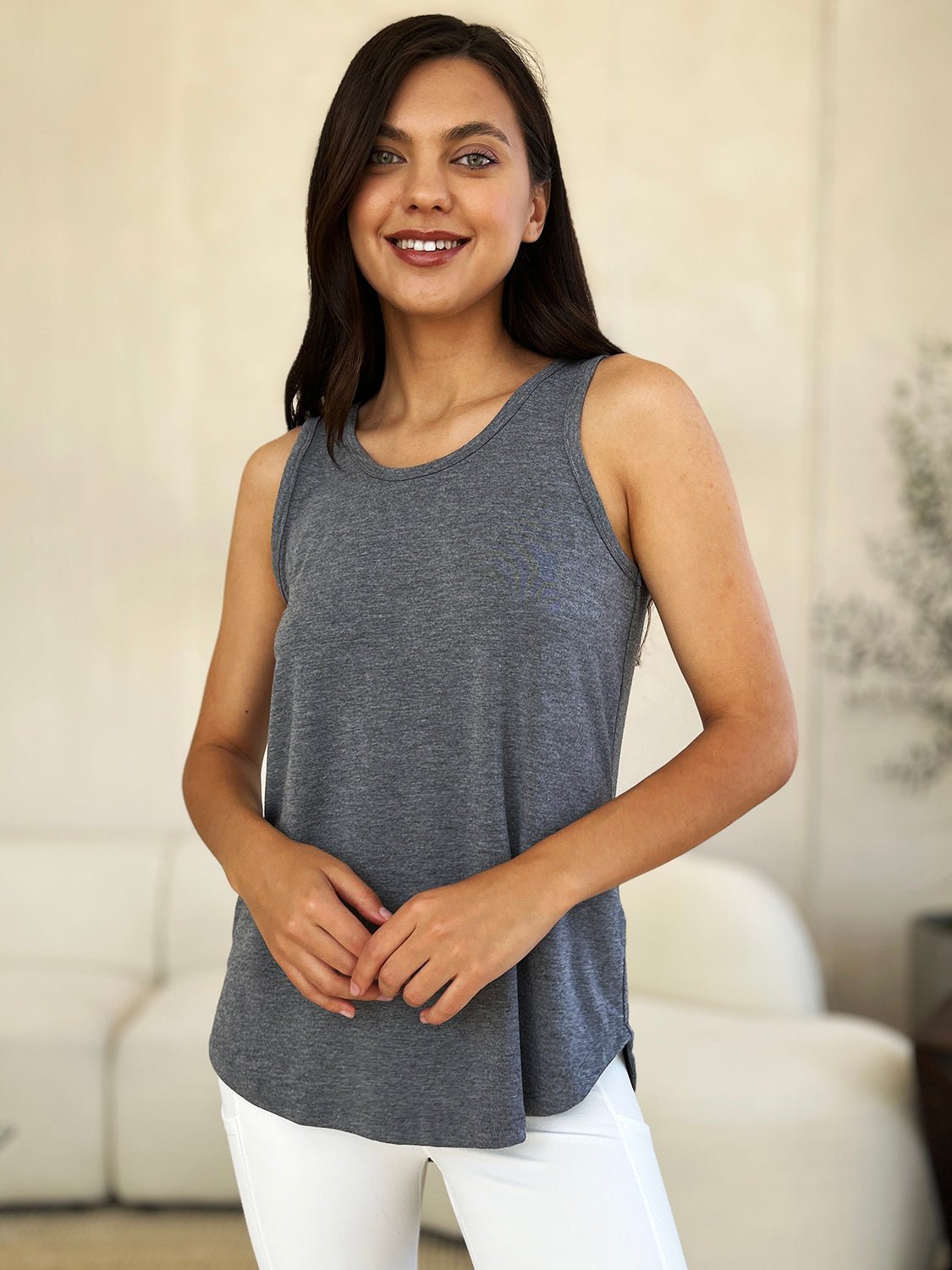 Basic Bae Full Size Round Neck Curved Hem Tank - Mavella BoutiqueWomen’s Daywear