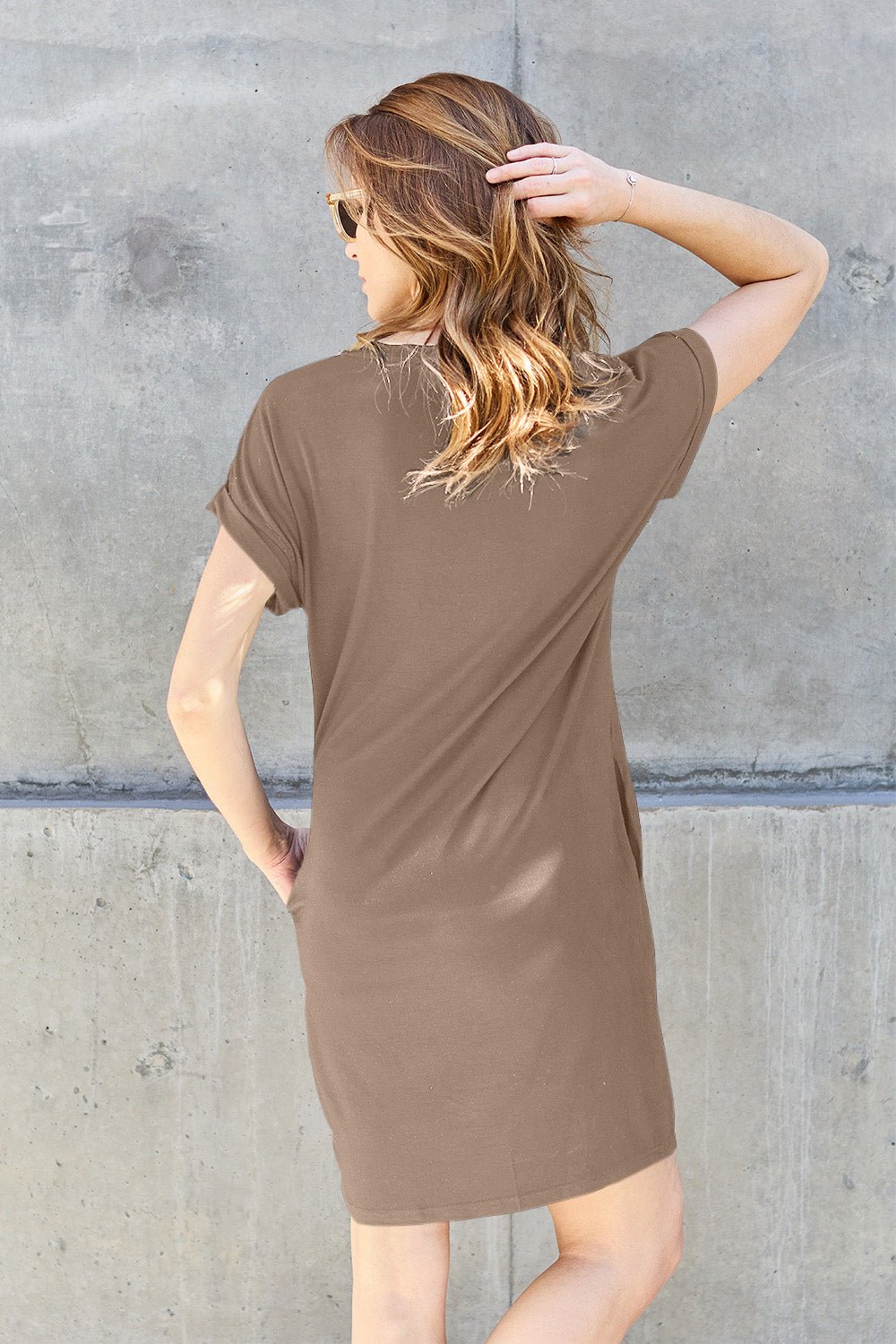 Basic Bae Full Size Round Neck Short Sleeve Dress with Pockets - Mavella BoutiqueT-Shirt